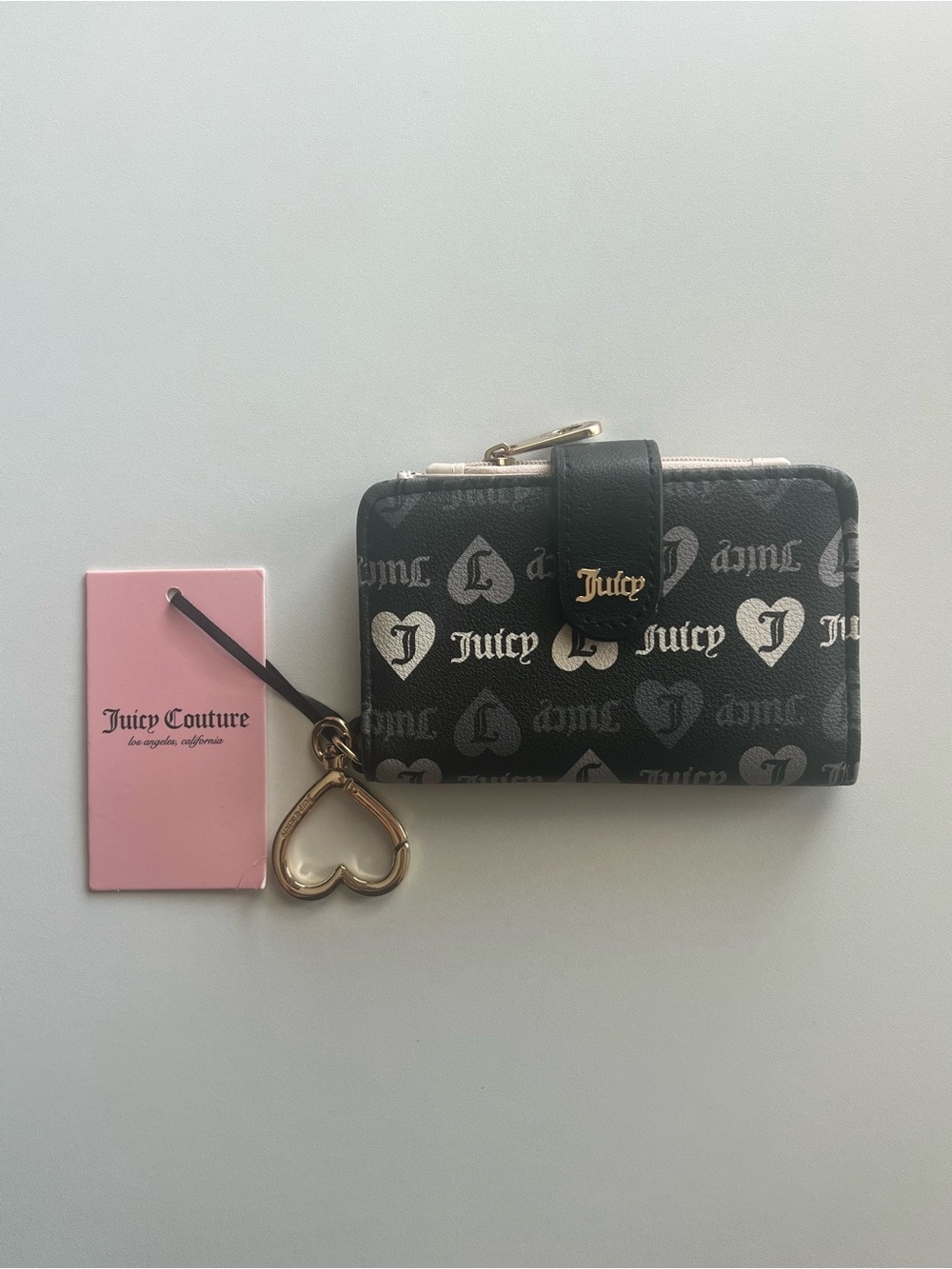 Black-and-White Monogram Juicy Couture Girls Just Wanna Have Fun Tab Card Wallet